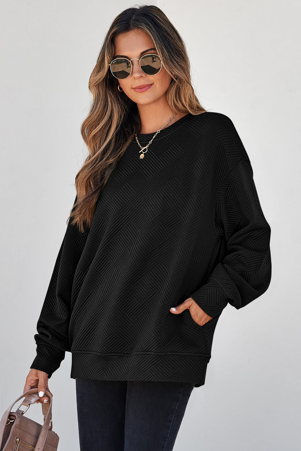 Coffee textured pullover, view 12