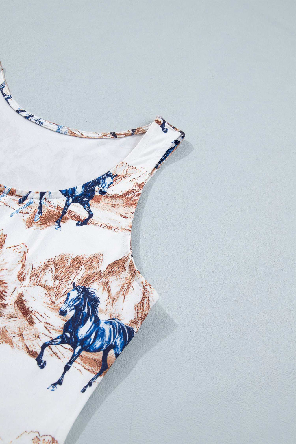 Brown horse print tank top, view 8