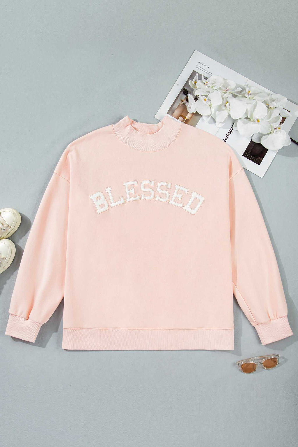 Pink Blessed plus size sweatshirt, alternate view