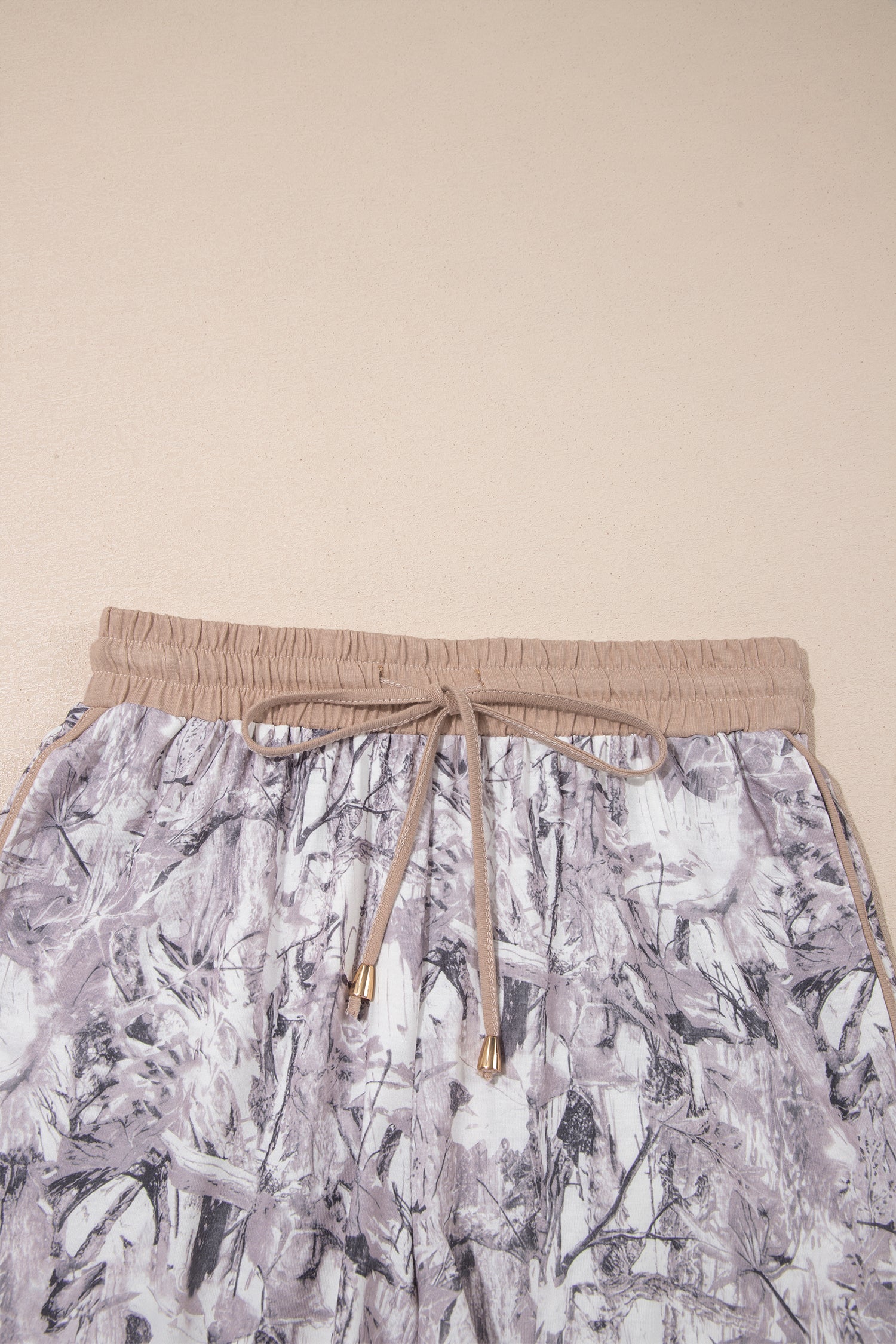 Khaki Camo Woodland Print Drawstring Active Shorts Dear-Lover Dropshipping