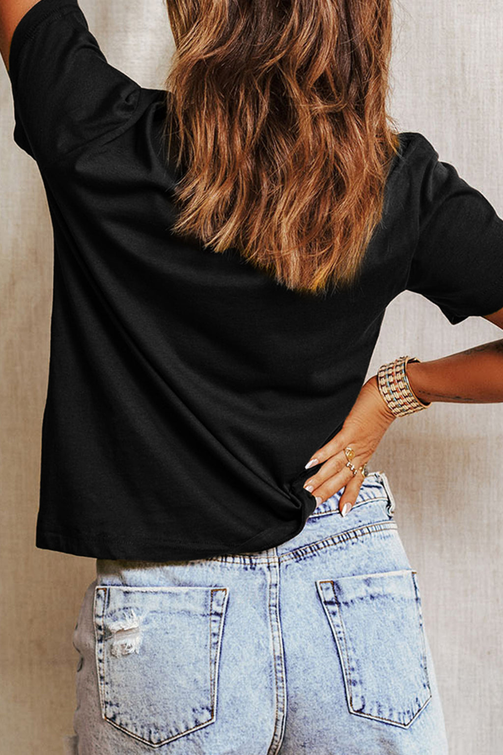 Black cactus graphic tee, view 8