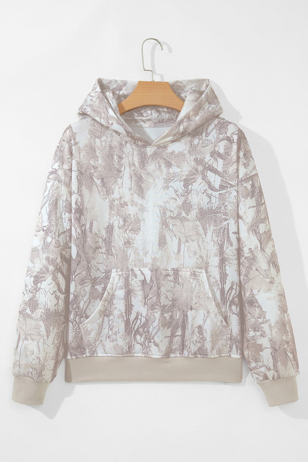 Gray abstract print hoodie, alternate view