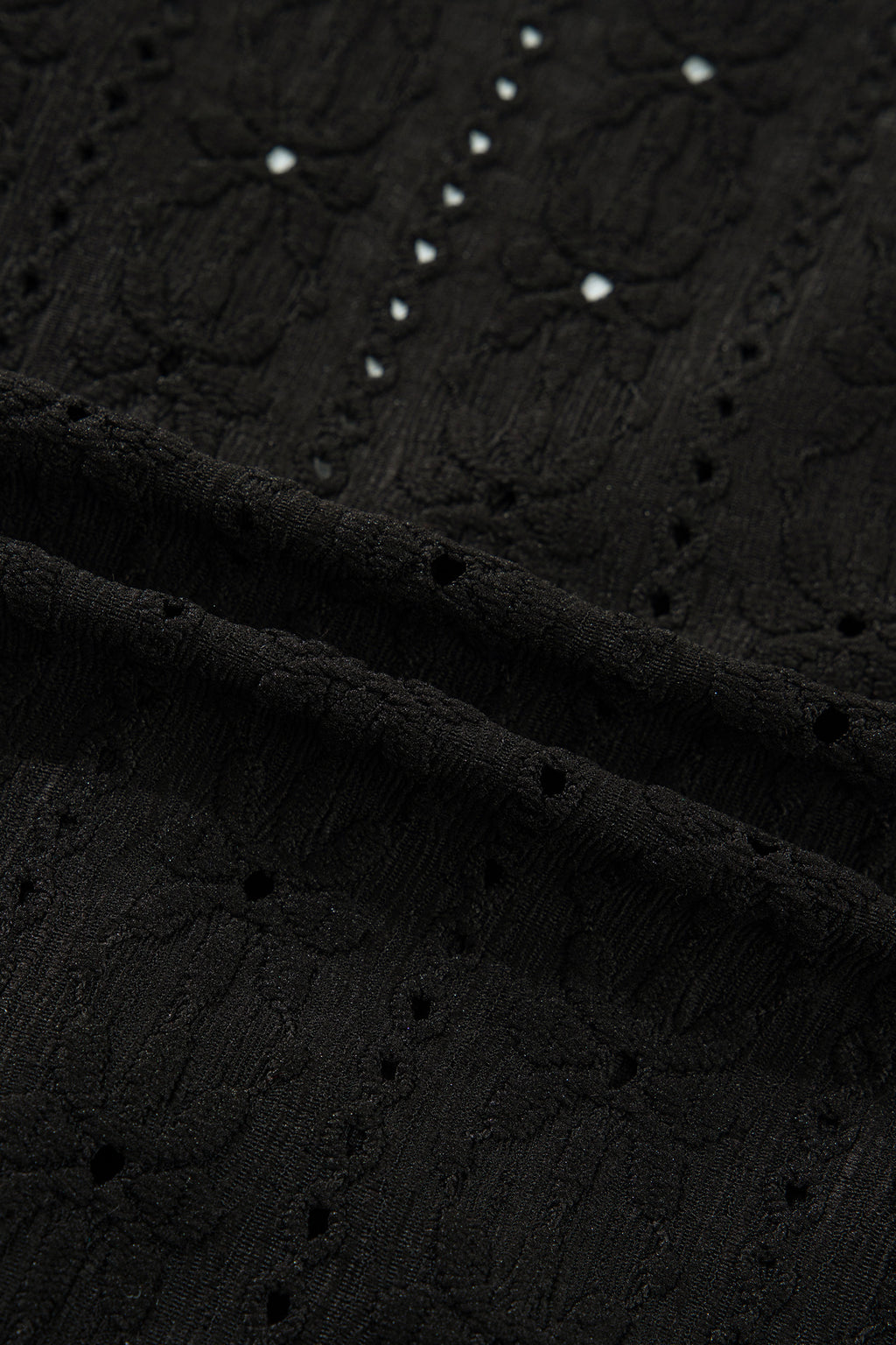 Black floral knit blouse, view 9
