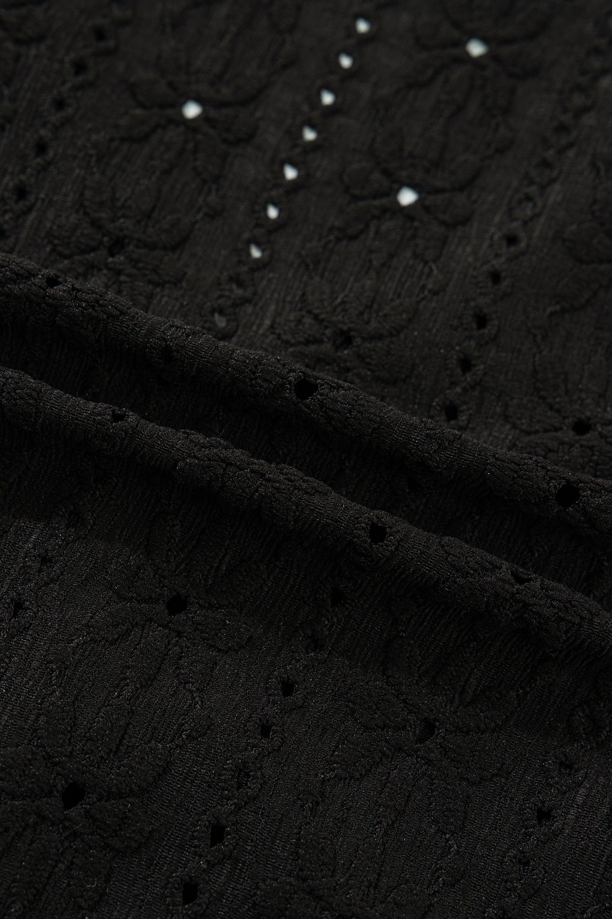 Black floral knit blouse, view 9