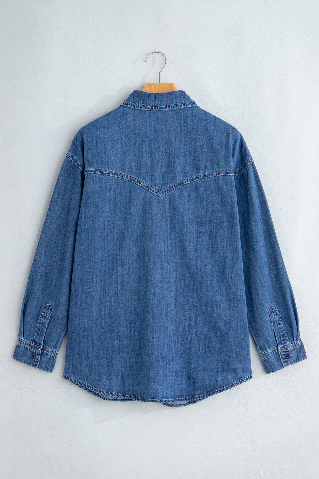 Sail blue tunic denim shirt, view 11
