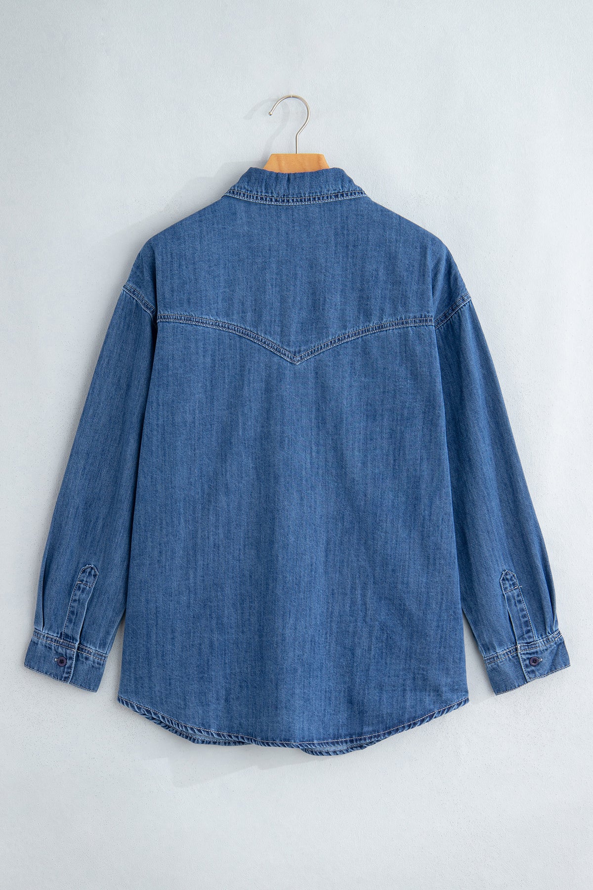 Sail blue tunic denim shirt, view 11