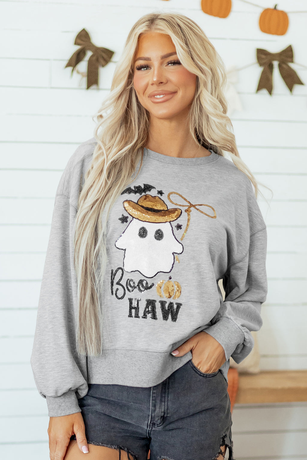 Sequin western ghost sweatshirt, view 9