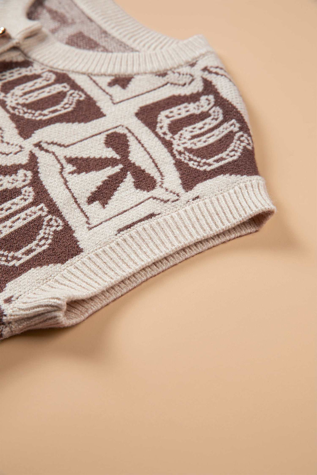 Brown horseshoe sweater vest, view 15