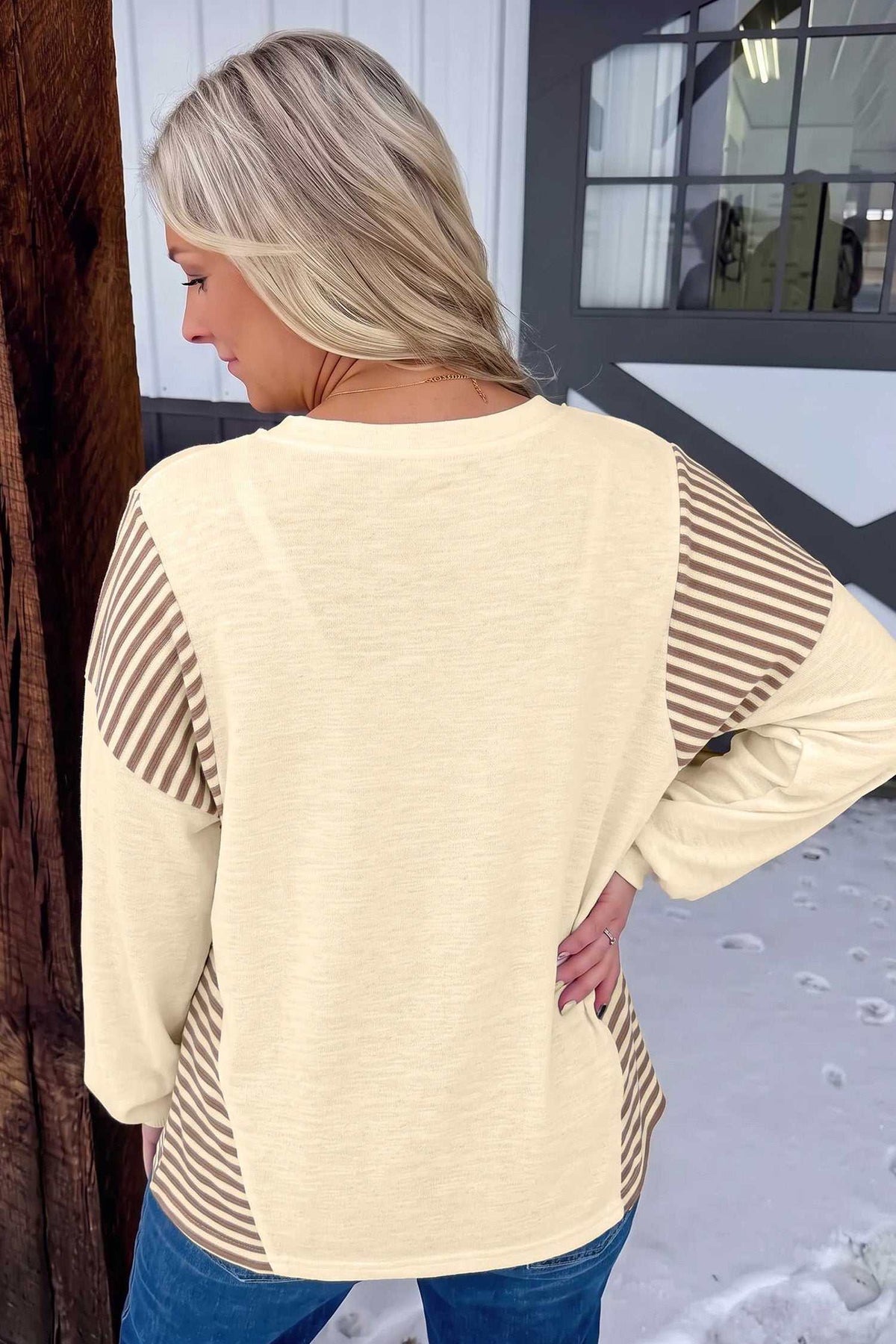 Western print striped top, alternate view
