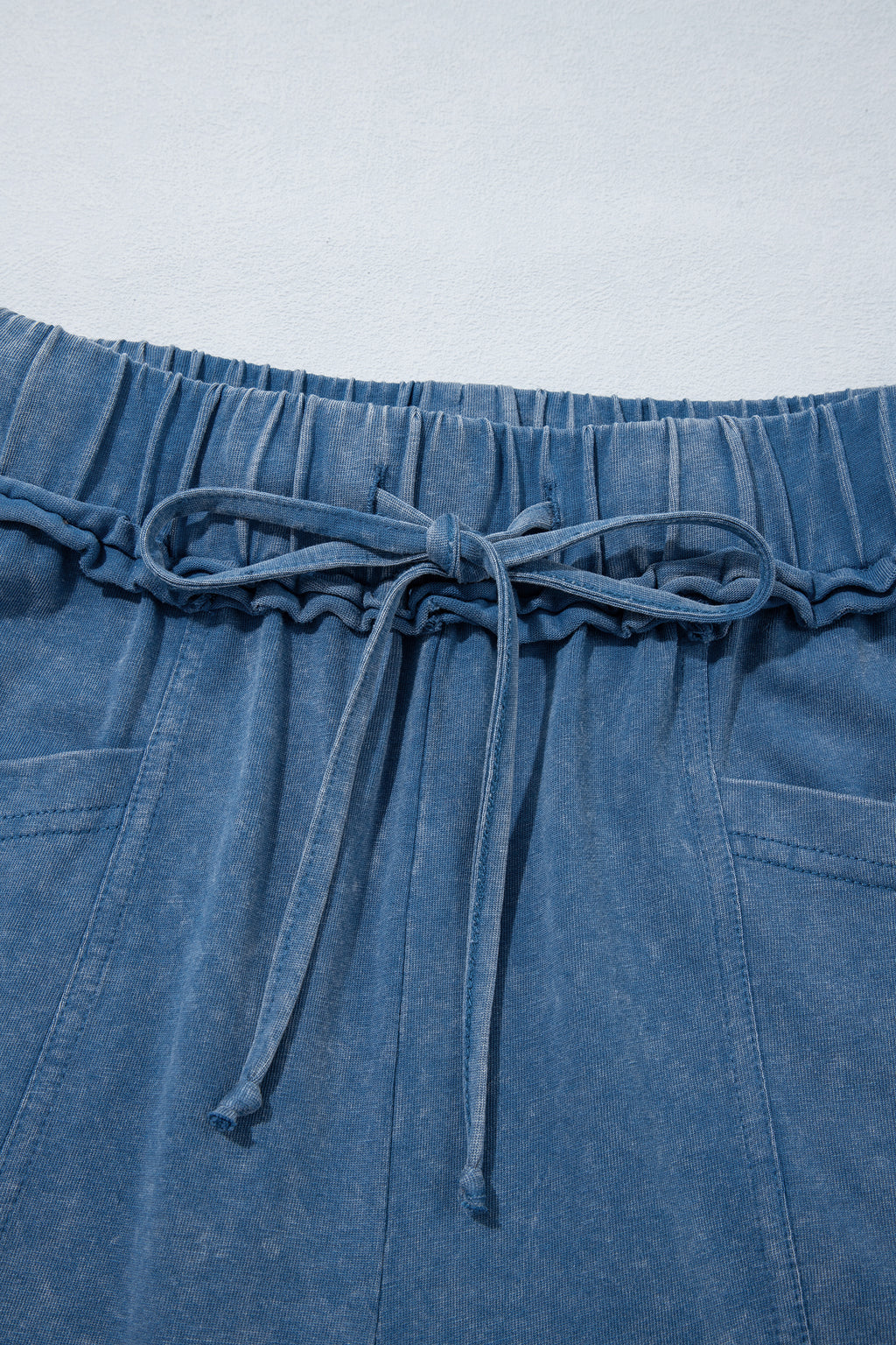 Blue mineral wash flare pants, view 7