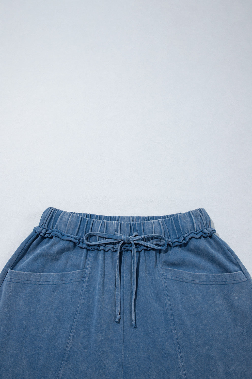 Blue mineral wash flare pants, view 6
