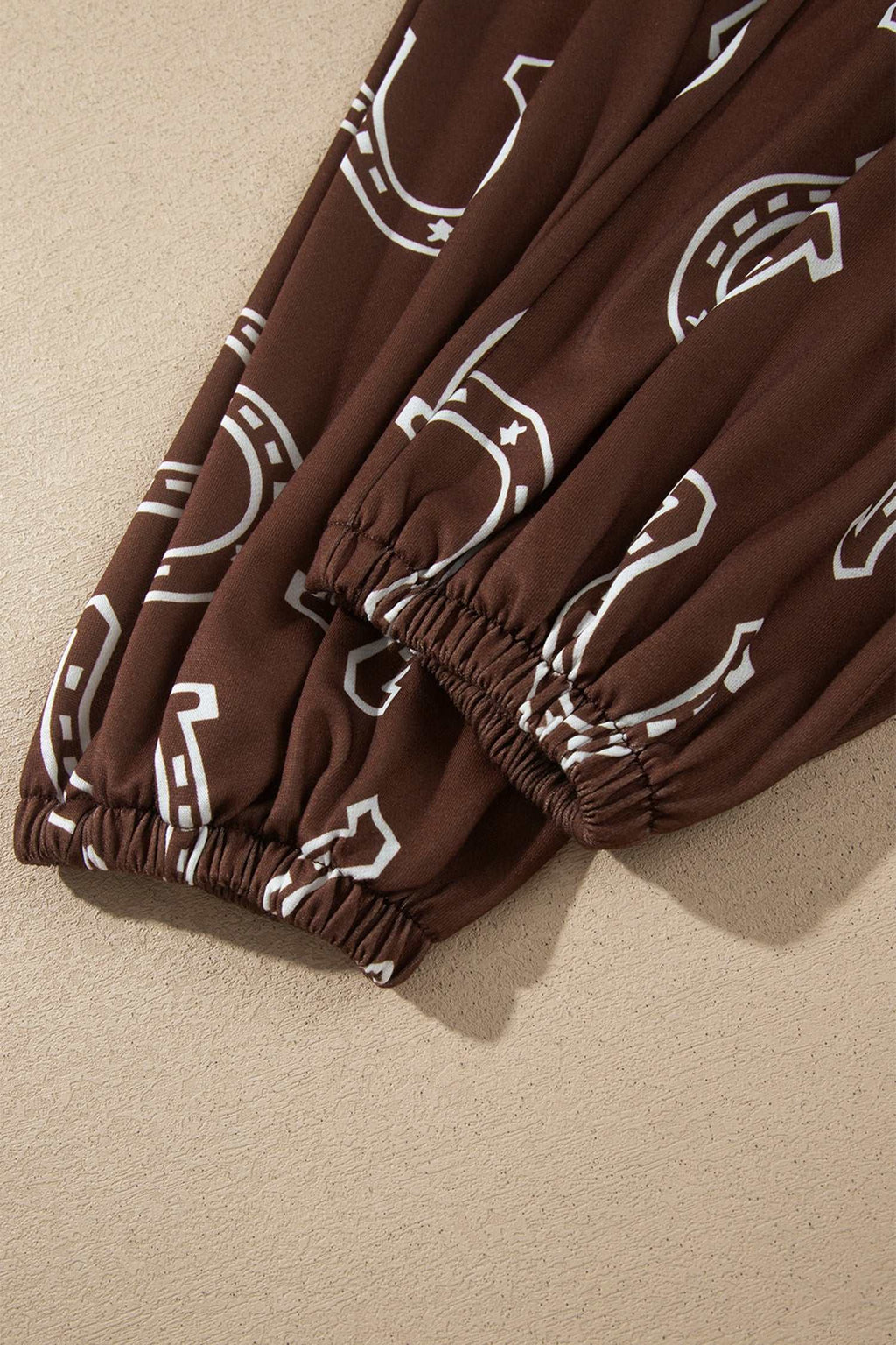 Brown western print pant set, view 8