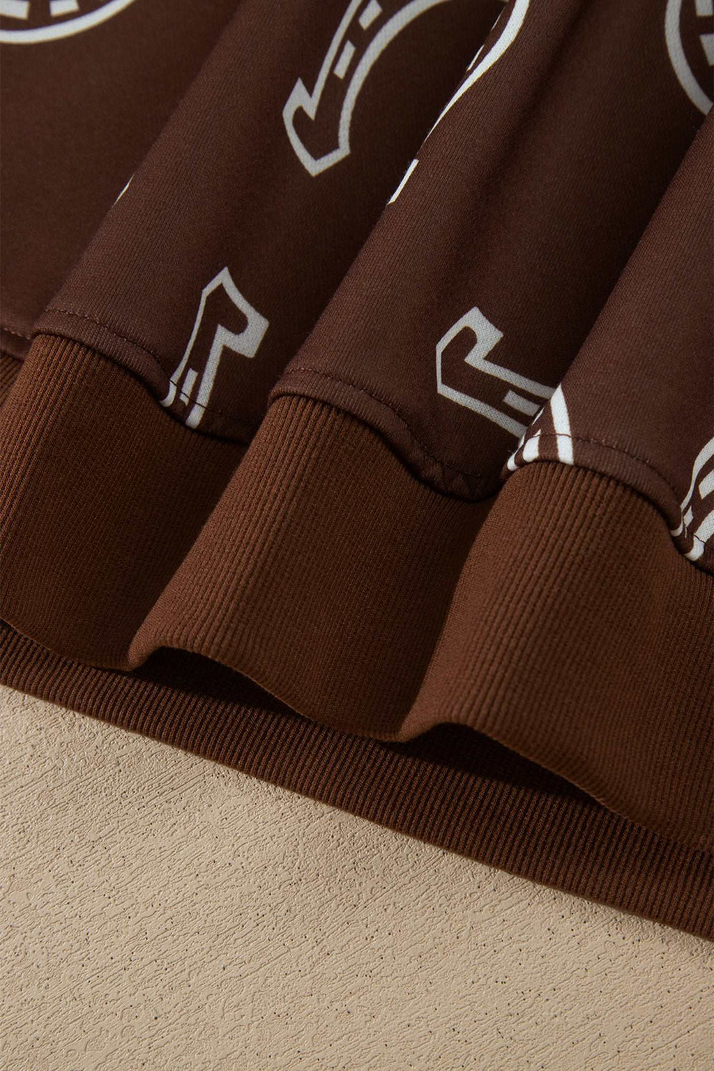 Brown western print pant set, view 12
