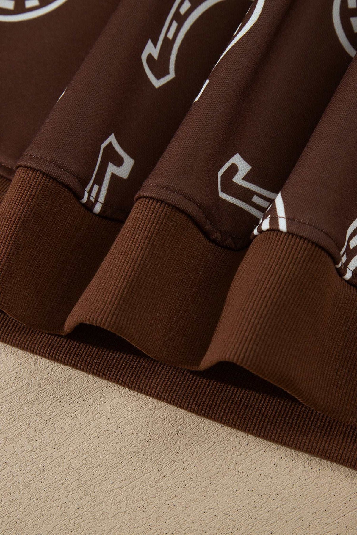 Brown western print pant set, view 12