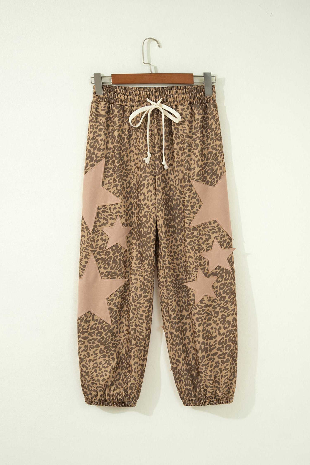 Khaki leopard star joggers, view 3
