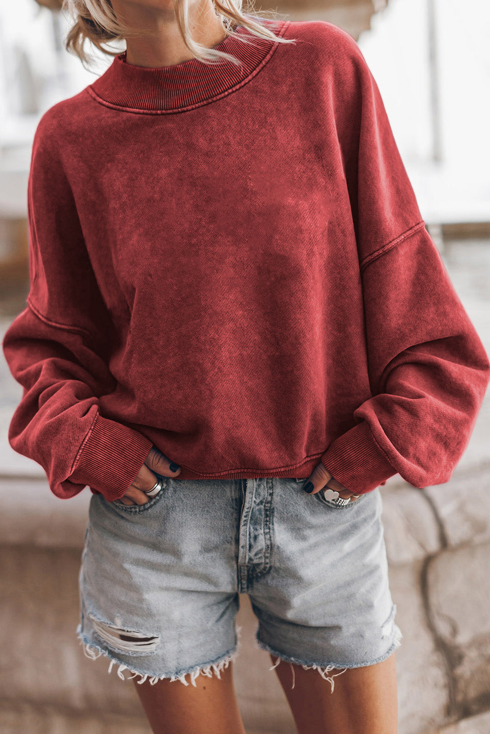 Brown Drop Shoulder Crew Neck Sweatshirt