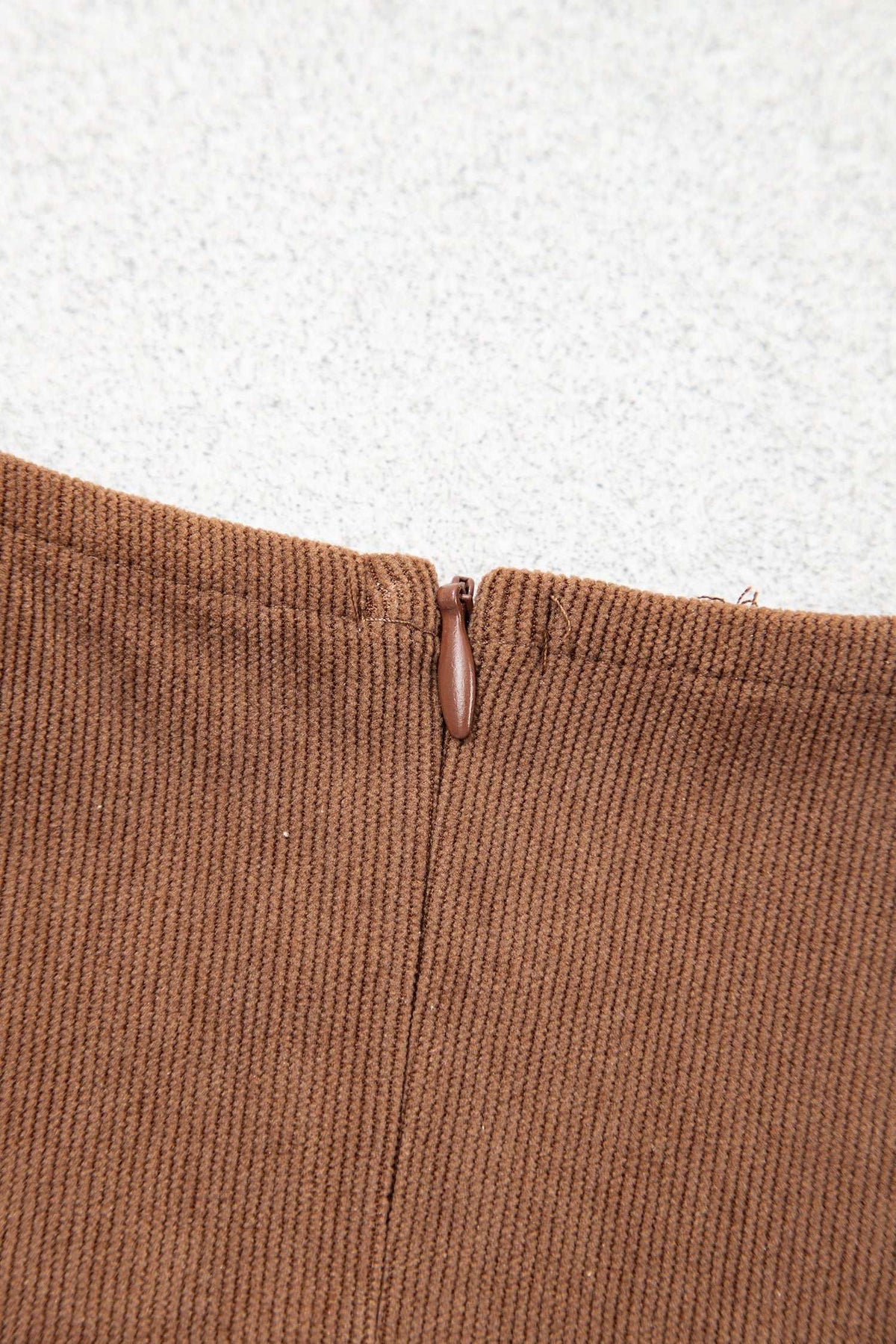Coffee corduroy shift dress, view 13