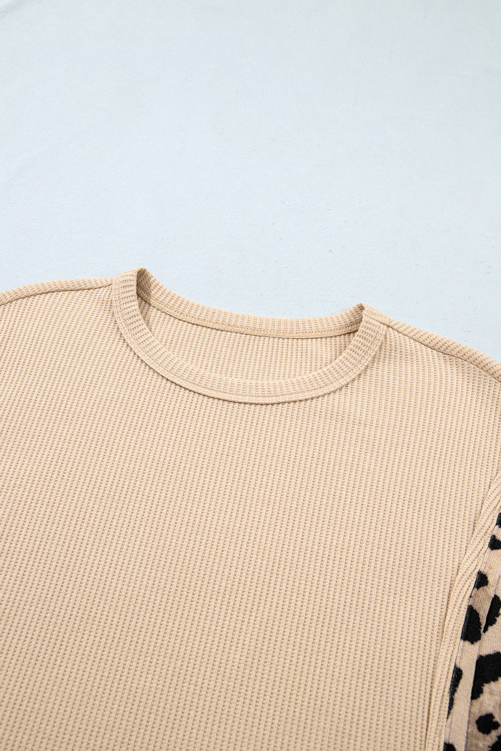Gray leopard sleeve top, view 6