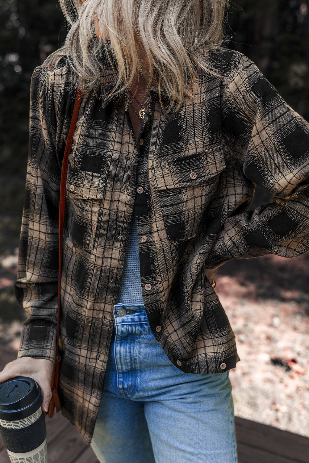Multicolour Retro Plaid Double Flap Pocket Brushed Shacket Dear-Lover Dropshipping