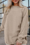 Women's smoke gray ribbed corduroy oversized sweatshirt