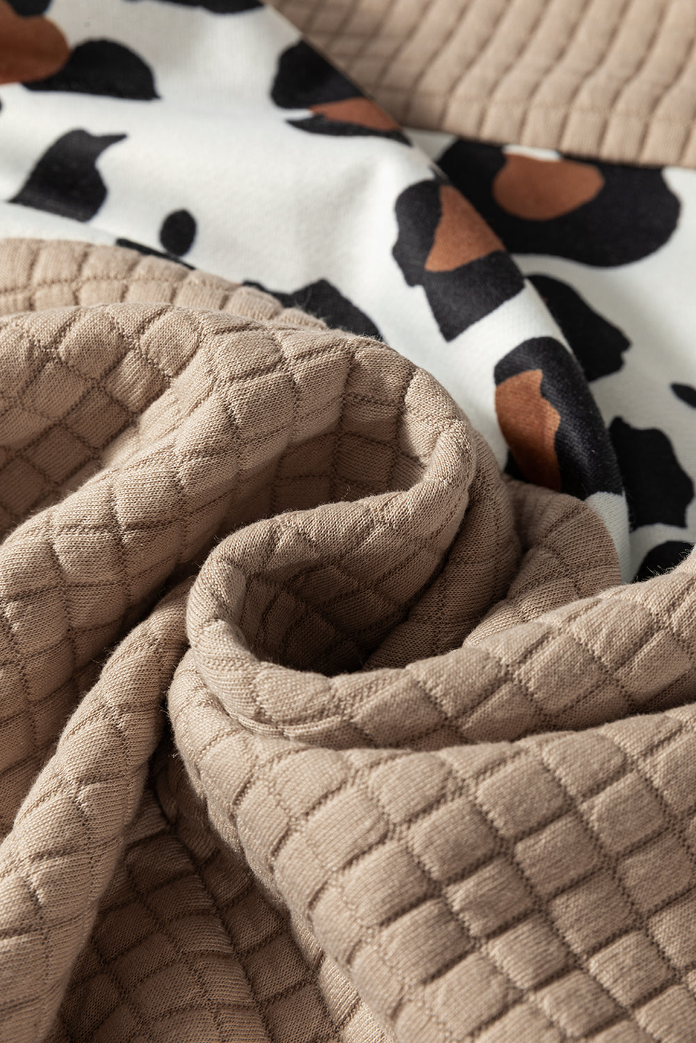 Leopard Quilted Patchwork Crew Sweatshirt