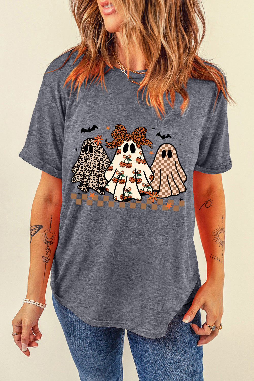 Gray ghost graphic tee, view 4