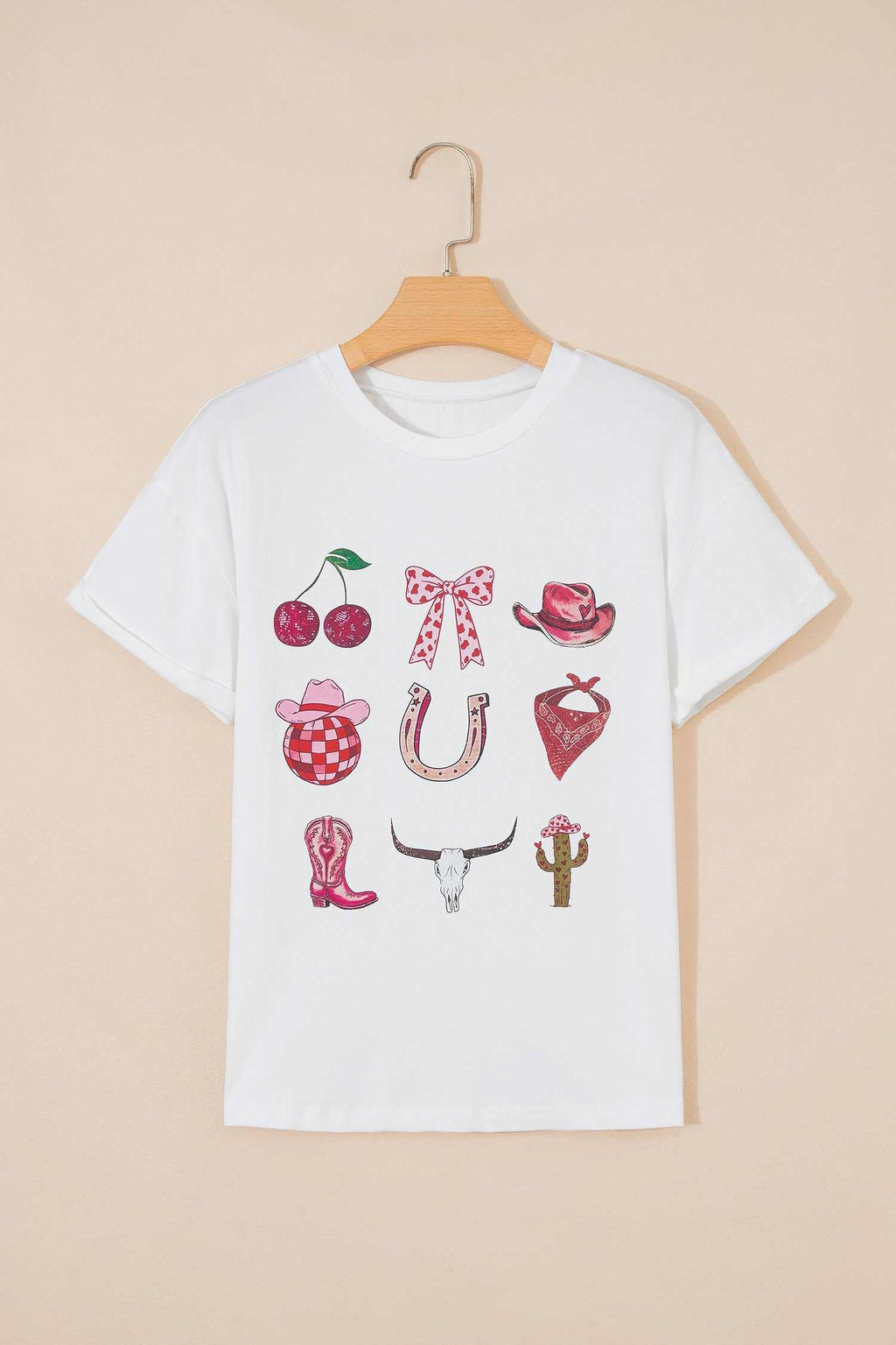 White coquette cowgirl tee, view 3