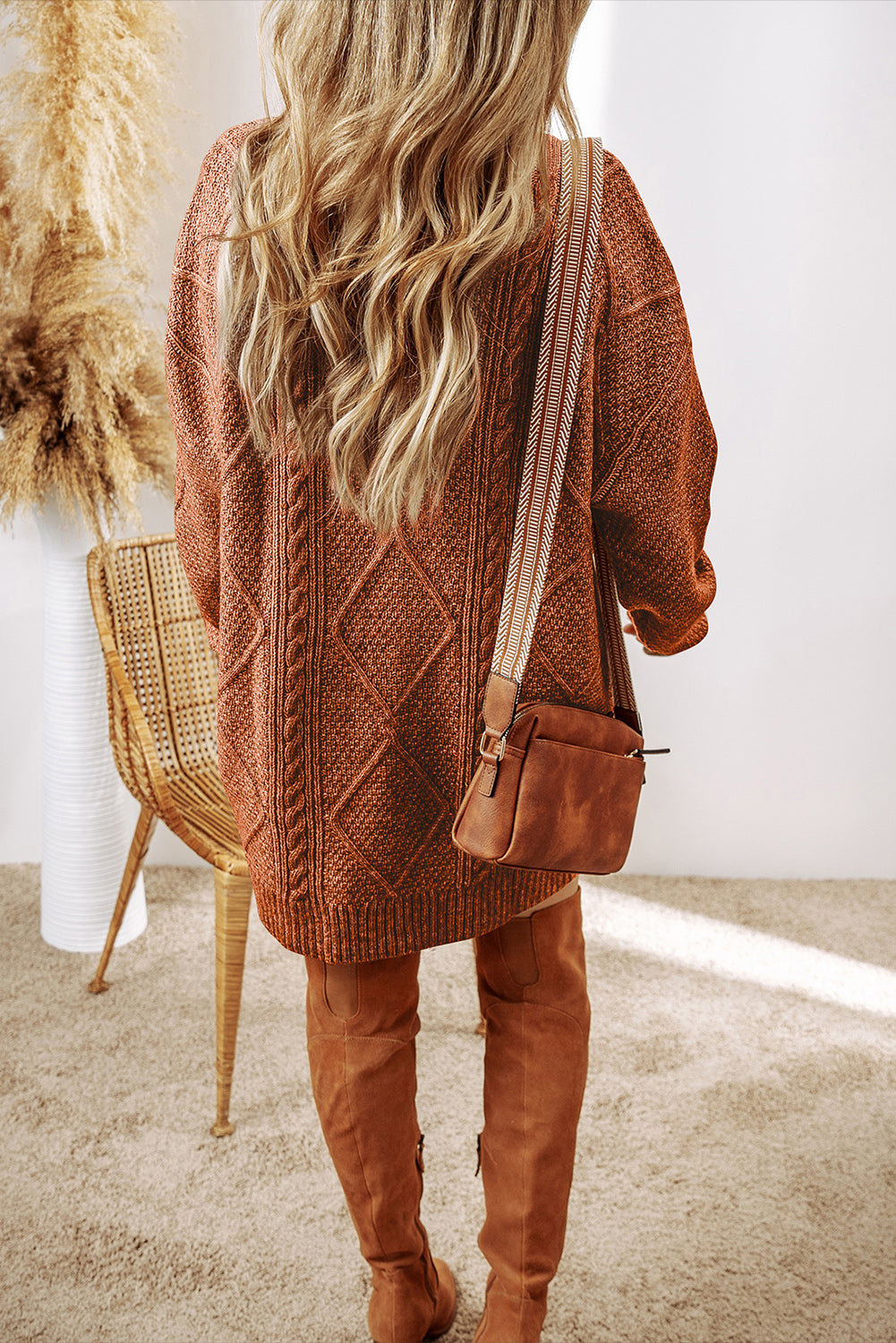 Cable knit sweater dress, view 8