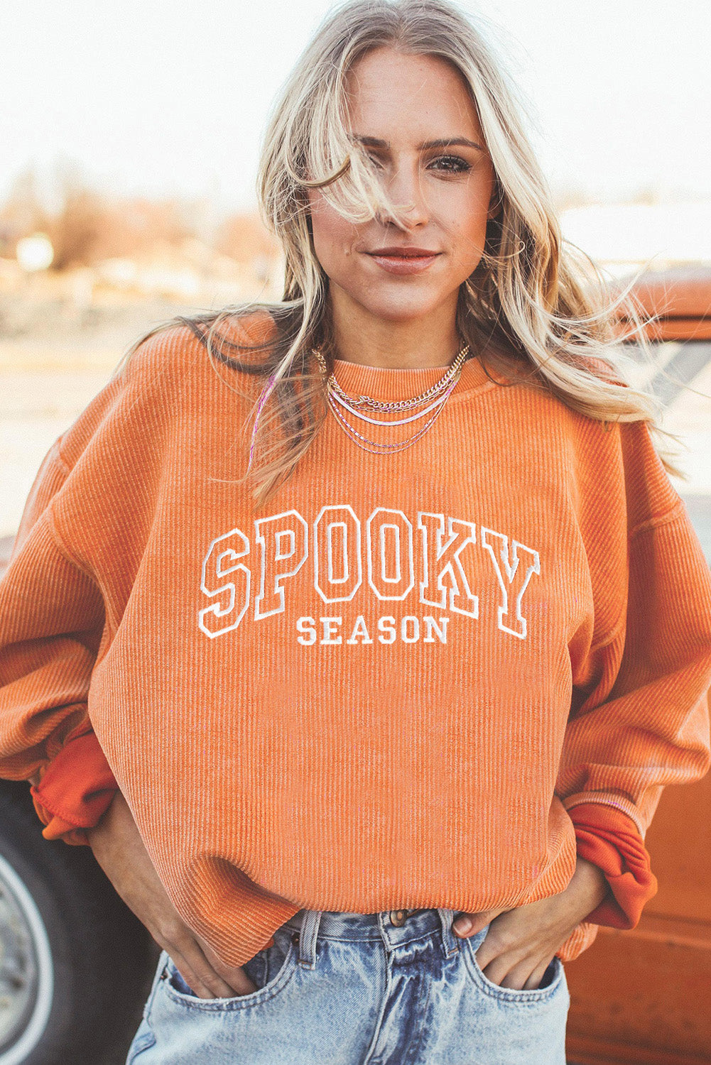 Orange Spooky Season sweatshirt, view 5