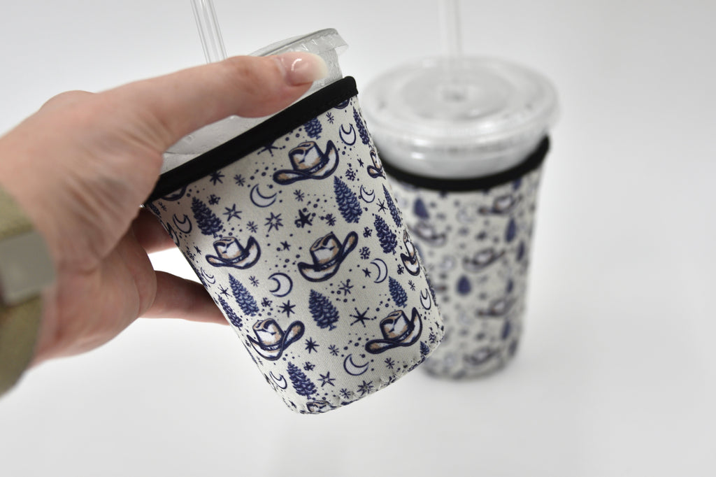 Cowboy Hat & Stars Coffee Sleeve | Reusable Neoprene Iced Coffee Cup Cover (16–24oz) BashDesignsCo