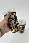 Cow Print Coffee Sleeve | Reusable Neoprene Iced Coffee Cup Cover (16–24oz) BashDesignsCo