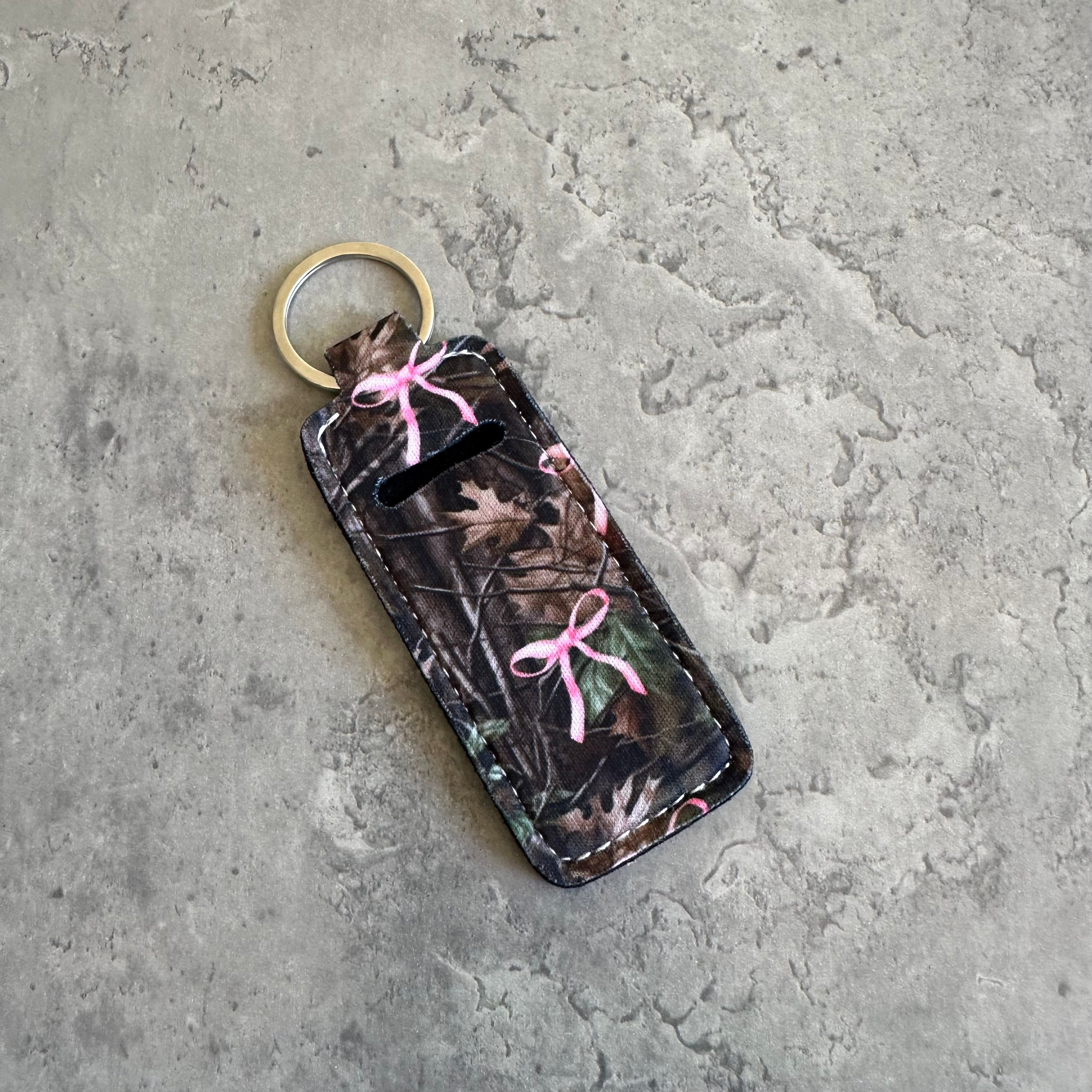 Chapstick Holder Keychain – Cow Print, Camo Pink Bow, Cowboy Toile, Barn Toile, croquette, duck, moon Hats & Accessories