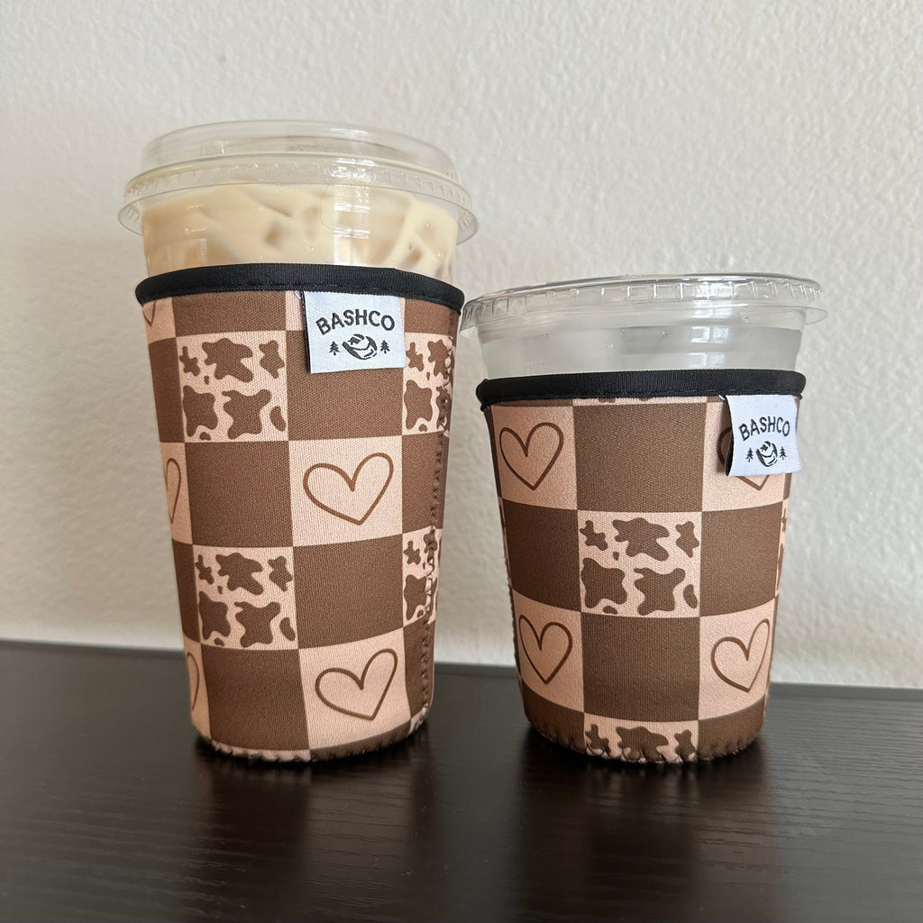 Cow Hearts Checkered Coffee Sleeve BashDesignsCo