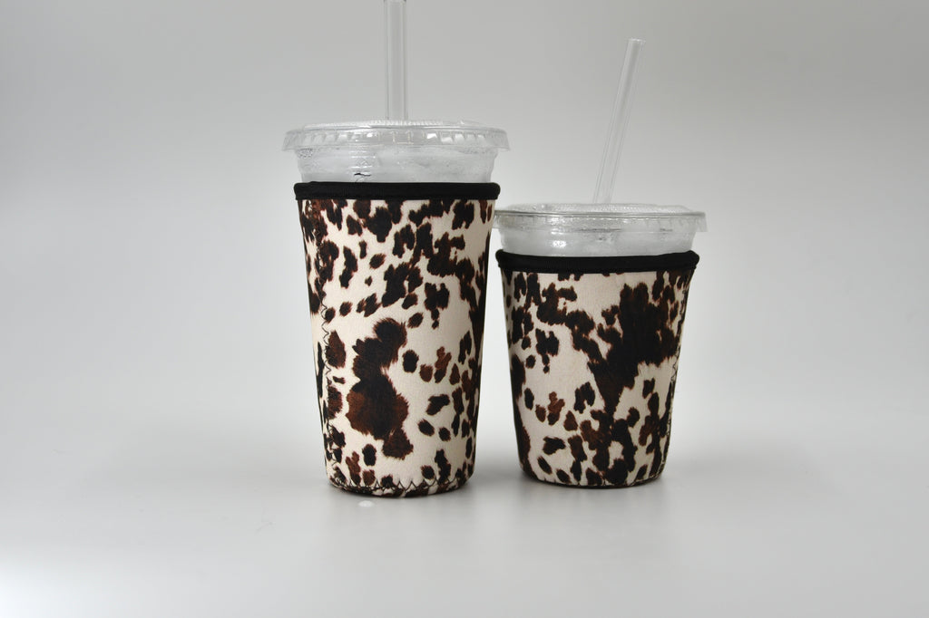 Cow Print Coffee Sleeve | Reusable Neoprene Iced Coffee Cup Cover (16–24oz) BashDesignsCo