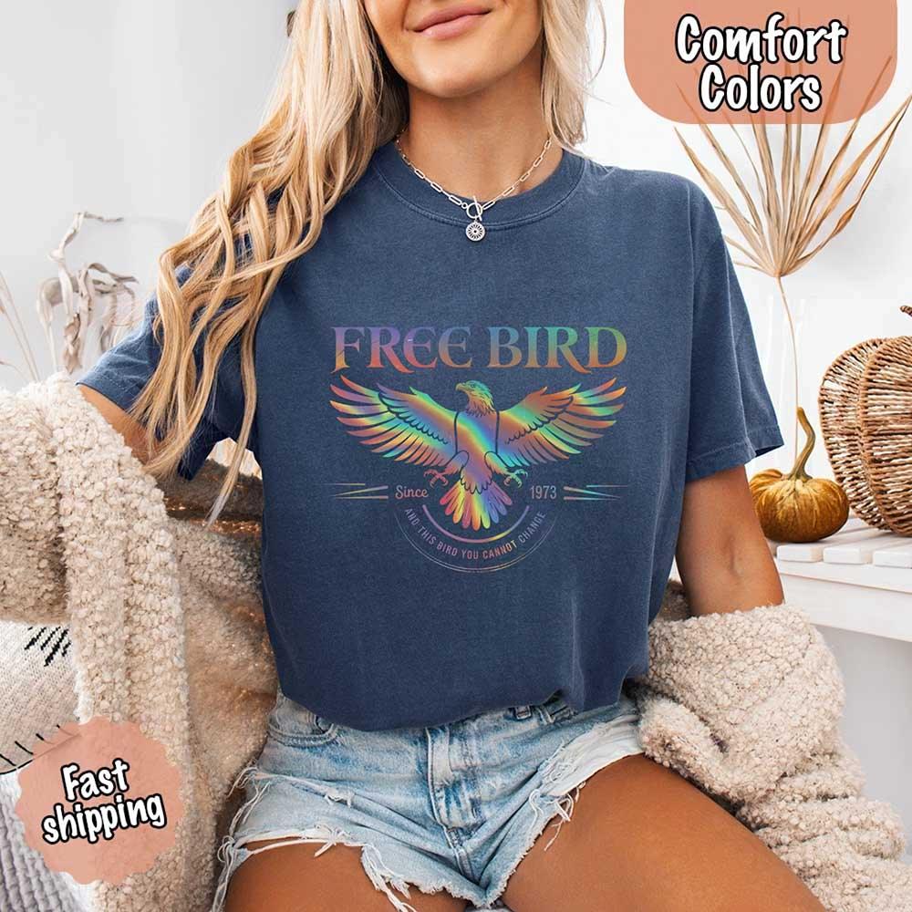 Free Bird Women’s Comfort Colors Tee – Vintage Rock Band T-Shirt with Retro Music Vibes