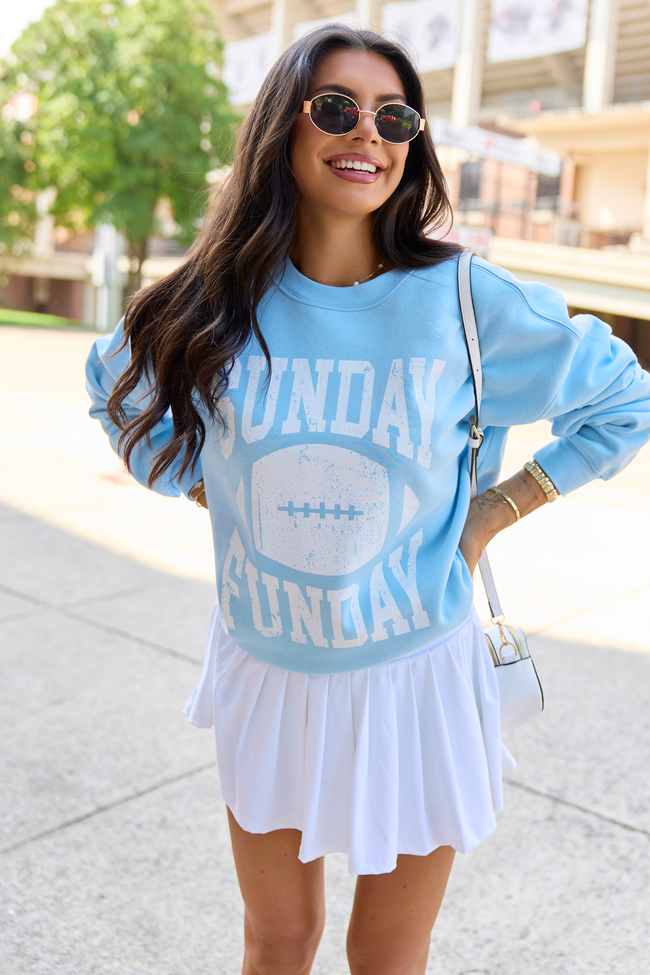 Sunday Funday Light Blue Graphic Sweatshirt