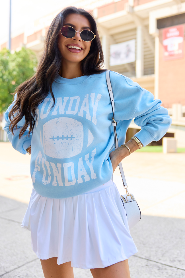 Sunday Funday Light Blue Graphic Sweatshirt
