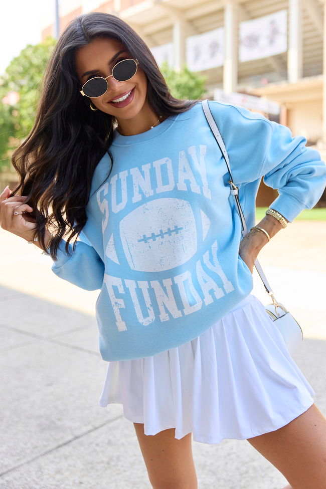 Sunday Funday Light Blue Graphic Sweatshirt