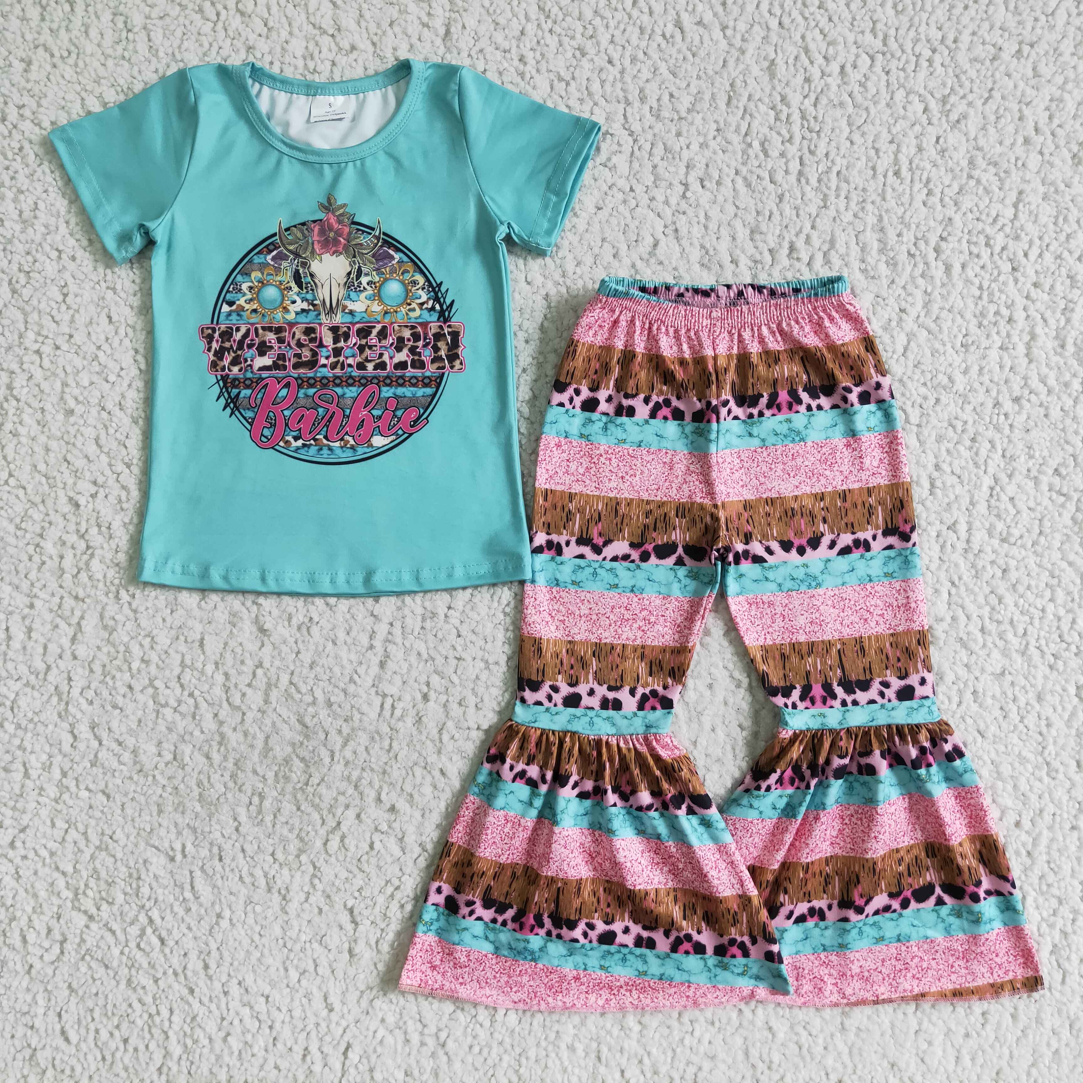 Western Girls Shirt & Bell Bottom Pants Set