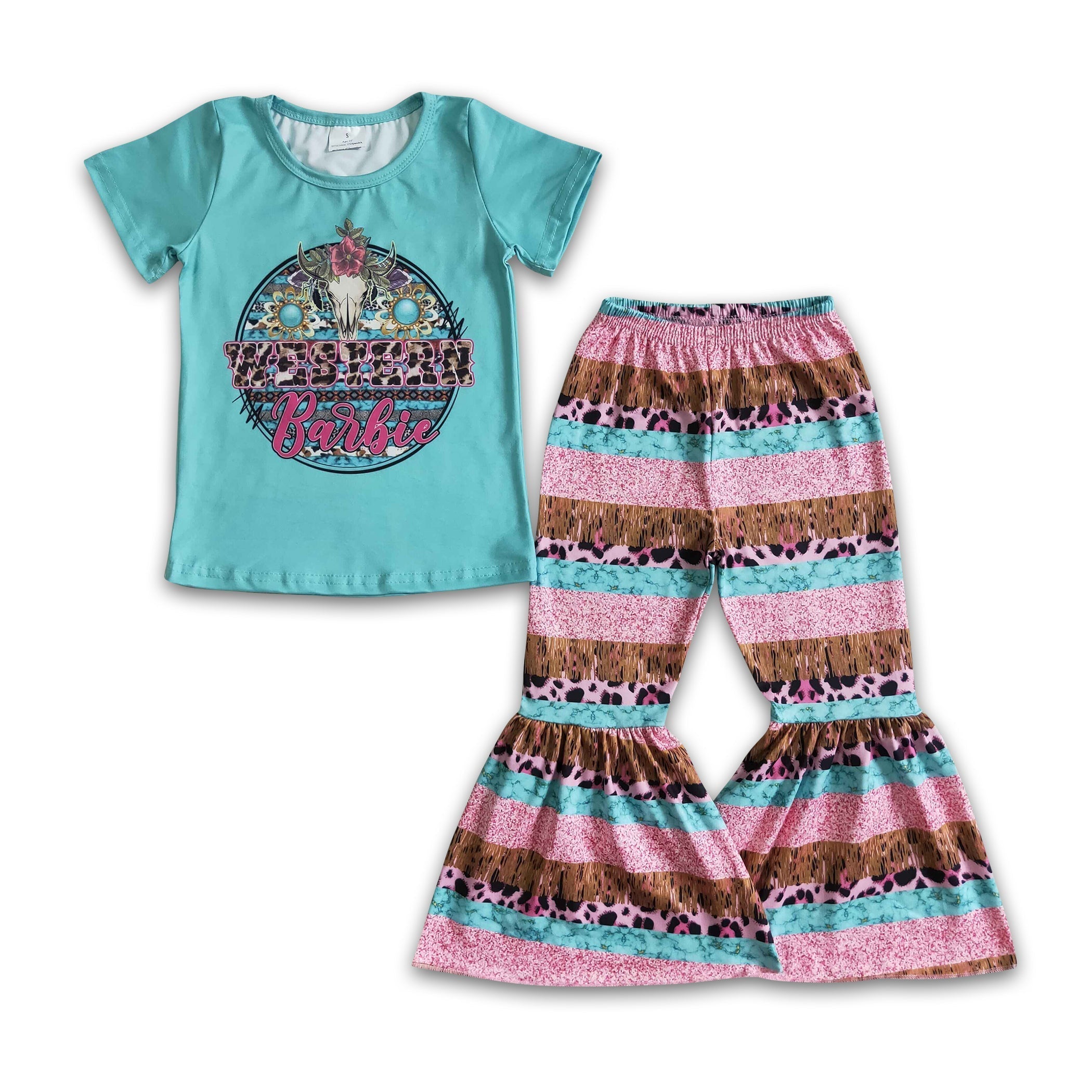 Western Girls Shirt & Bell Bottom Pants Set