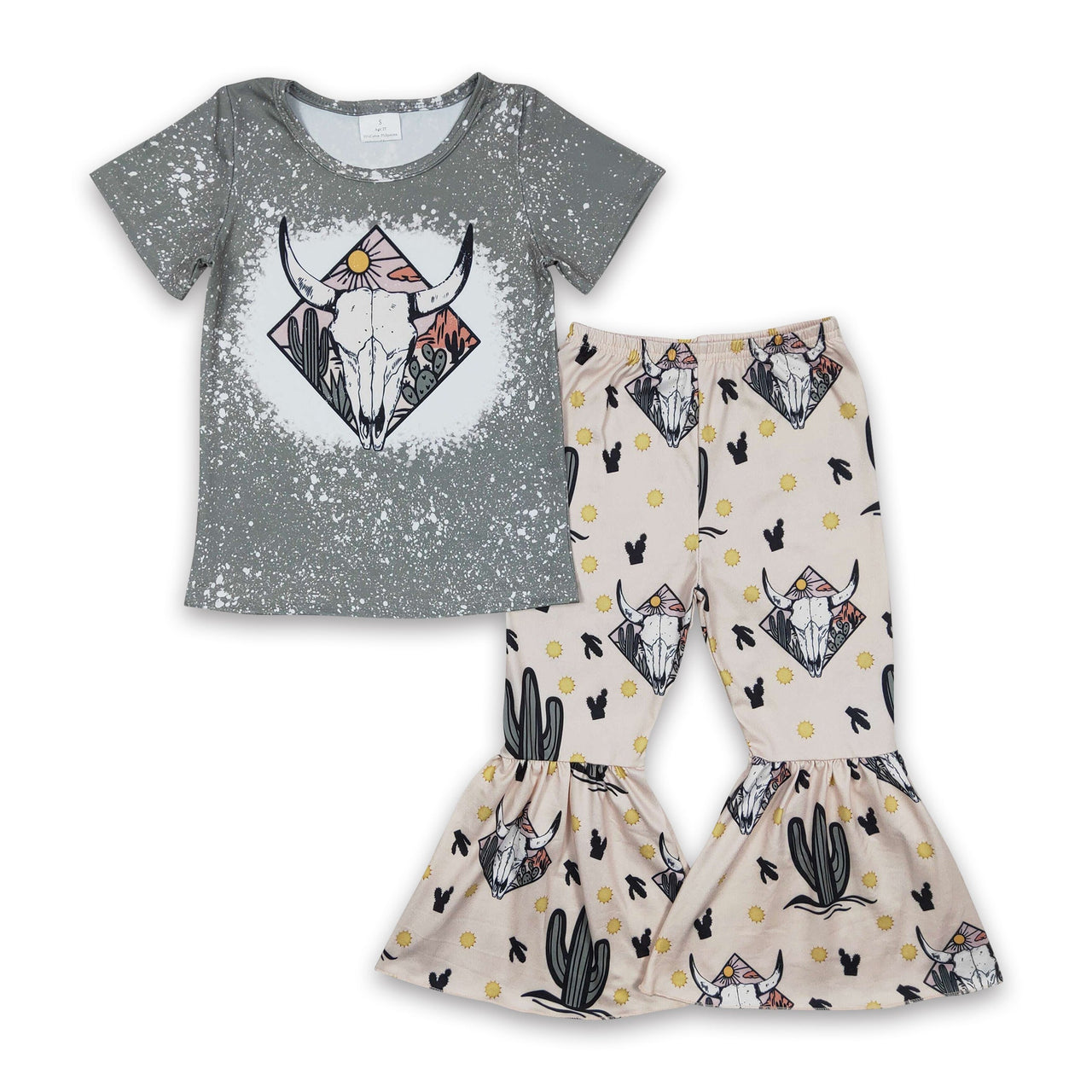 Bull Skull & Cactus Western Baby Girl Outfit