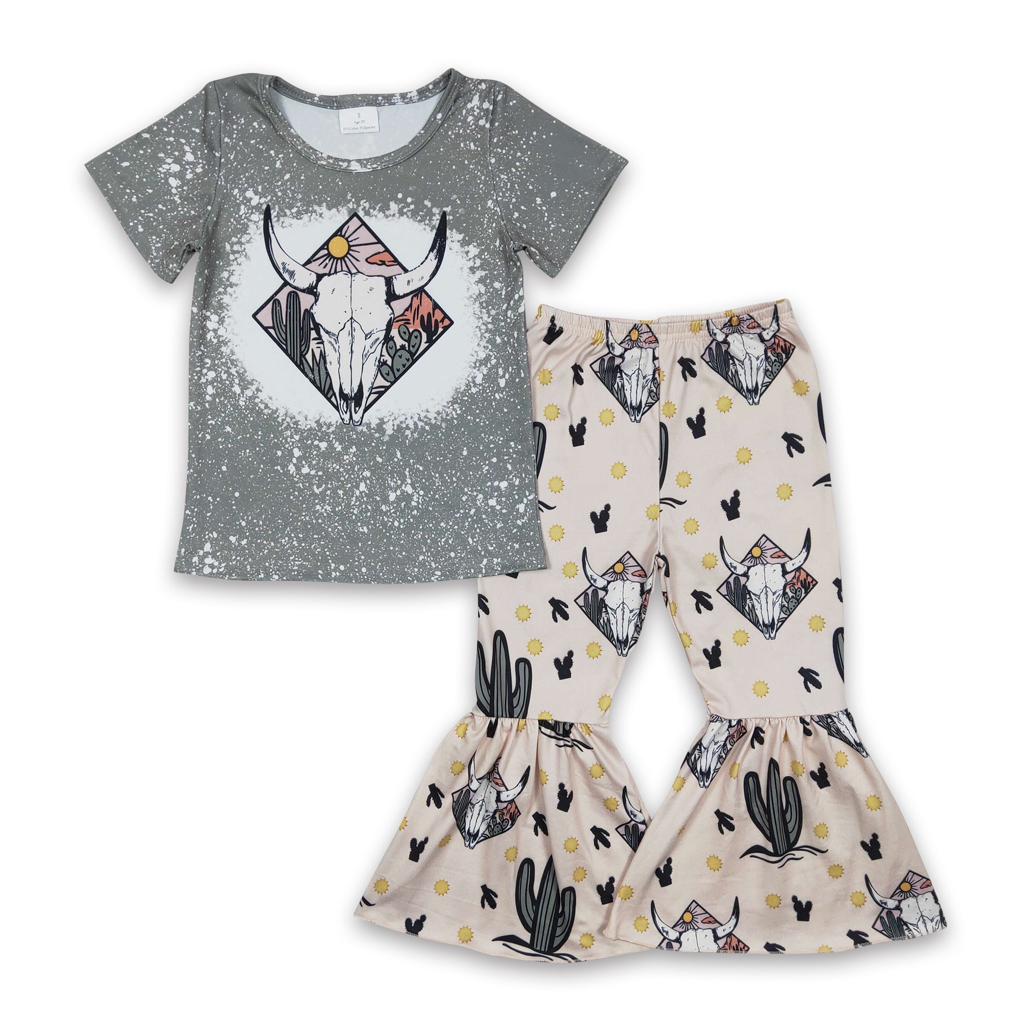 Bull Skull & Cactus Western Baby Girl Outfit