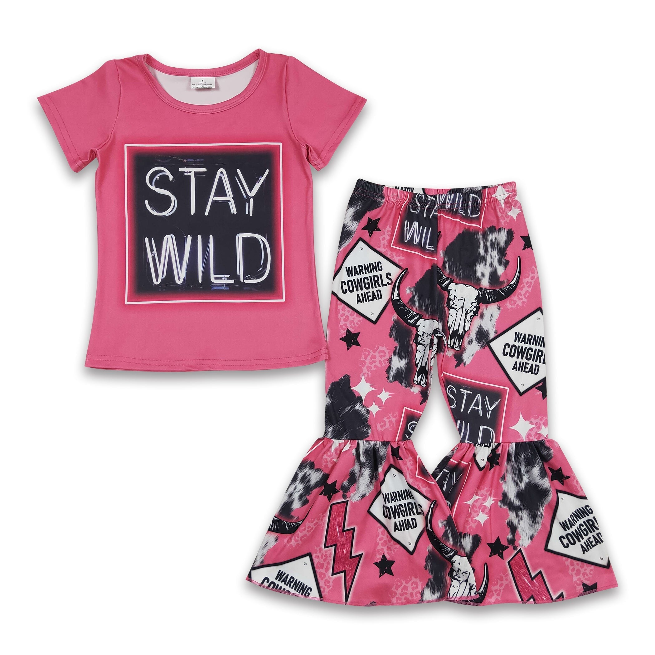 Bull Skull Bell Bottom Western Girls Outfit