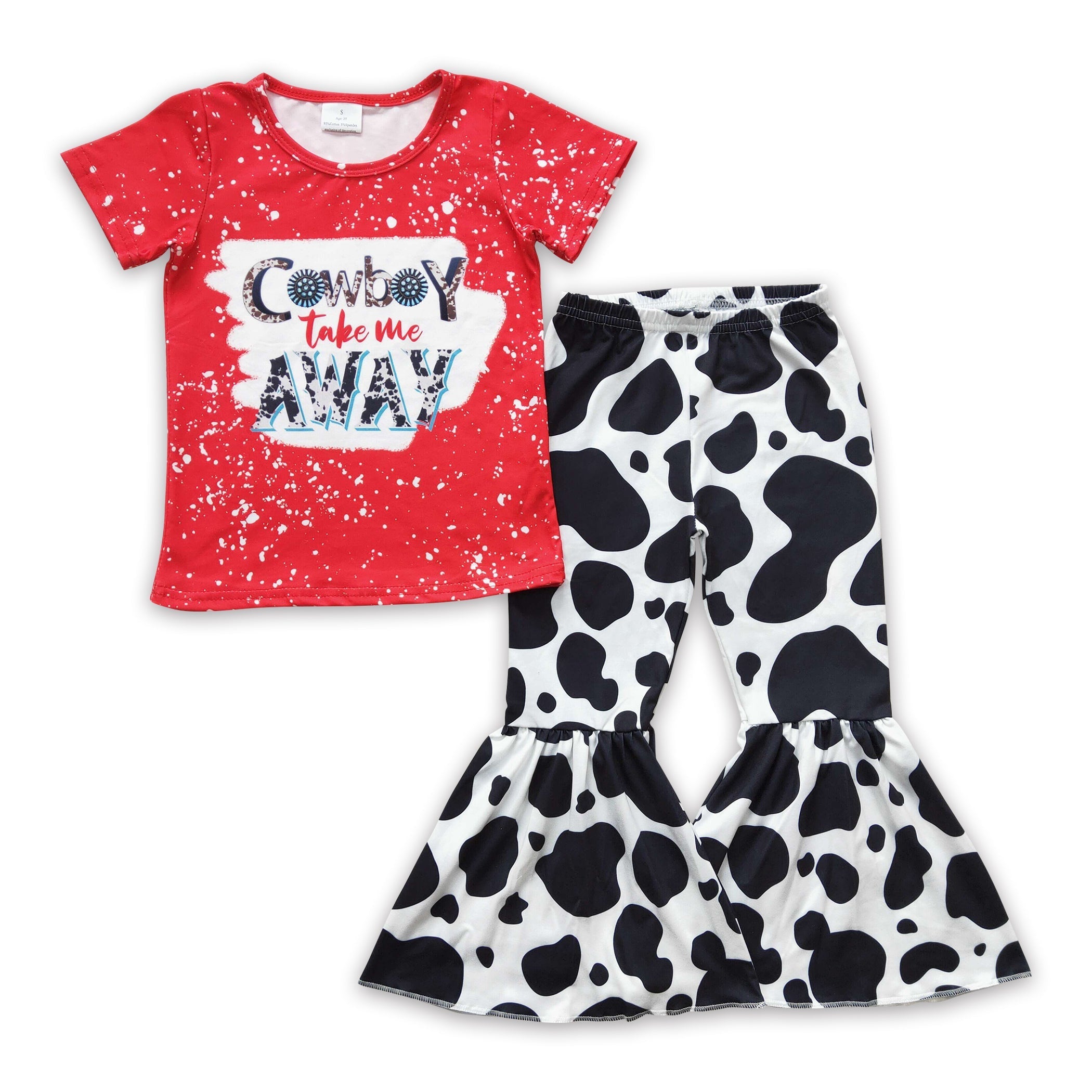 Cowboy Cow Print Western Girls Shirt & Pants Set