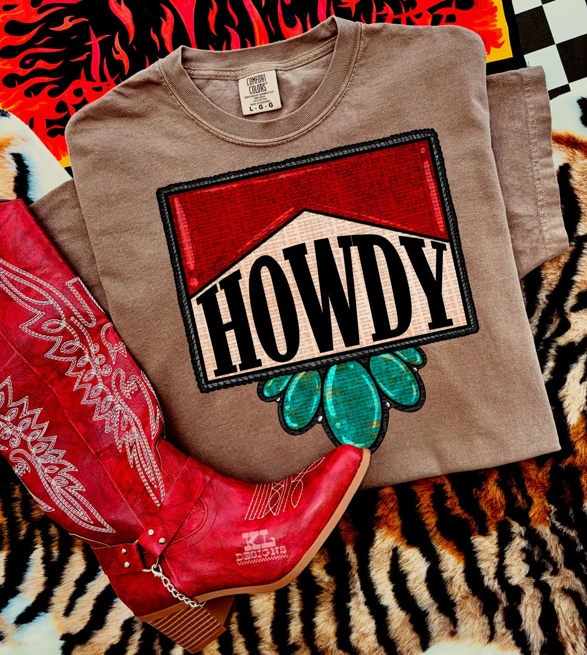 Howdy Red & Turquoise Graphic Tee