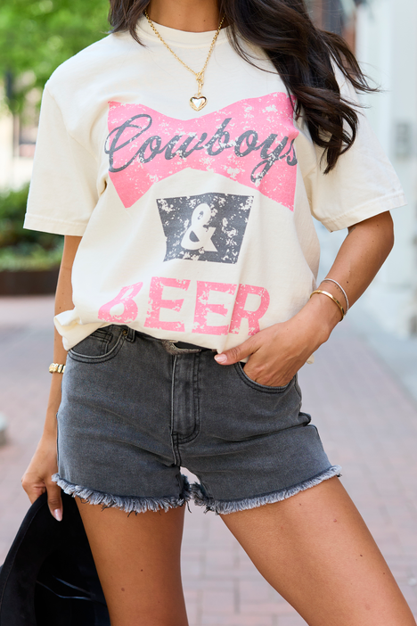 Cowboys & Beer Ivory Comfort Colors Graphic Tee