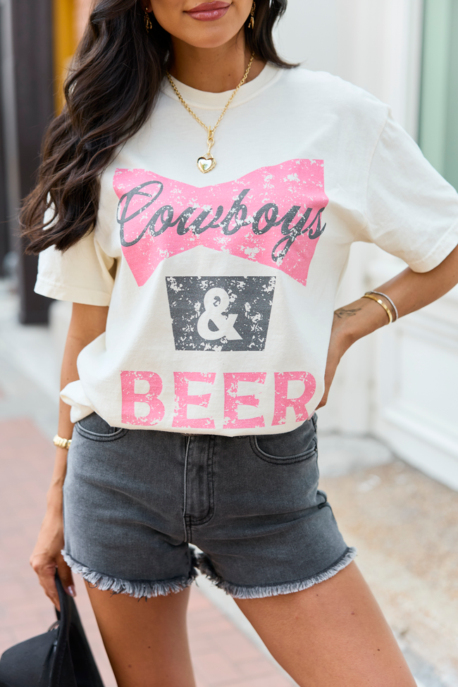 Cowboys & Beer Ivory Comfort Colors Graphic Tee