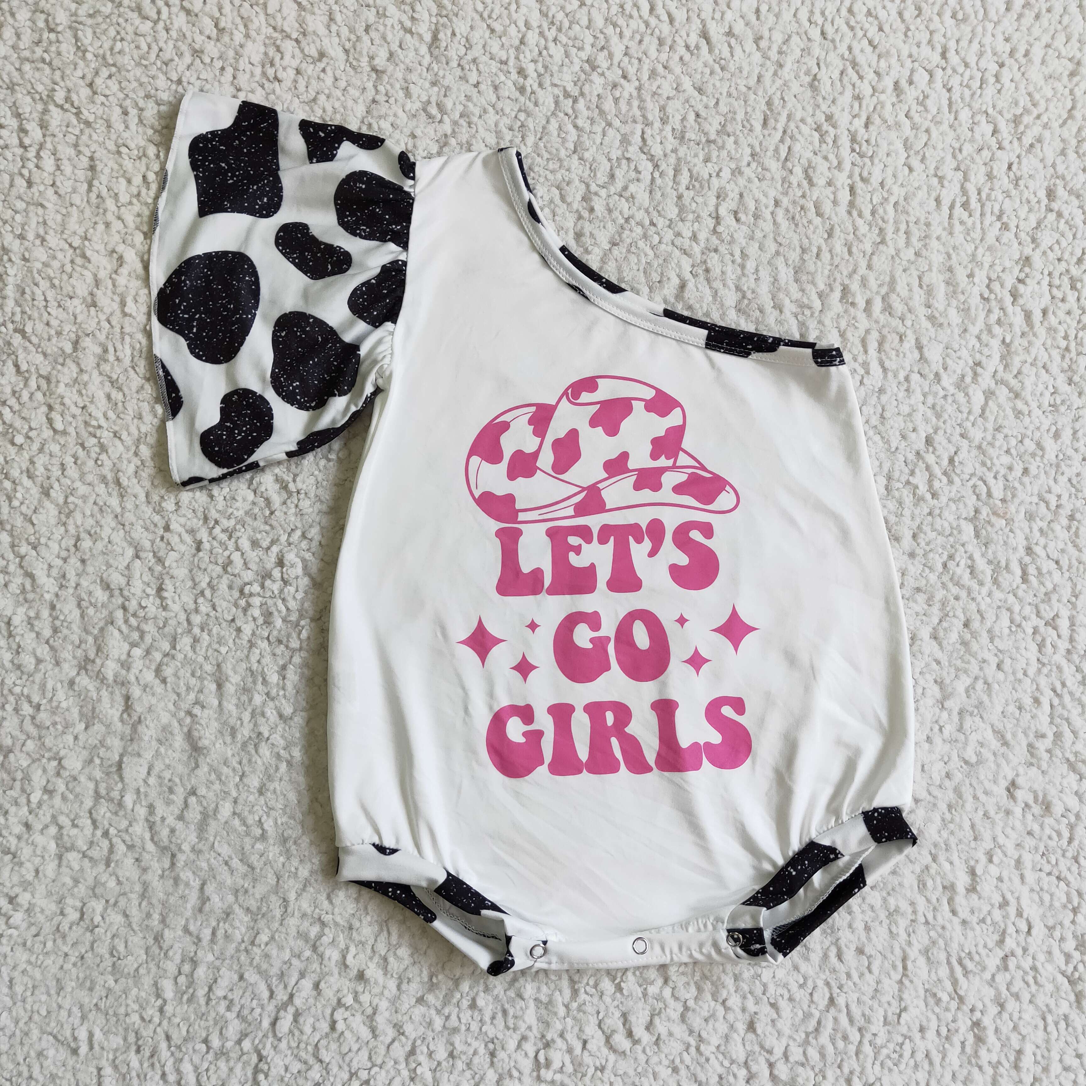 One Shoulder Western Kids Romper