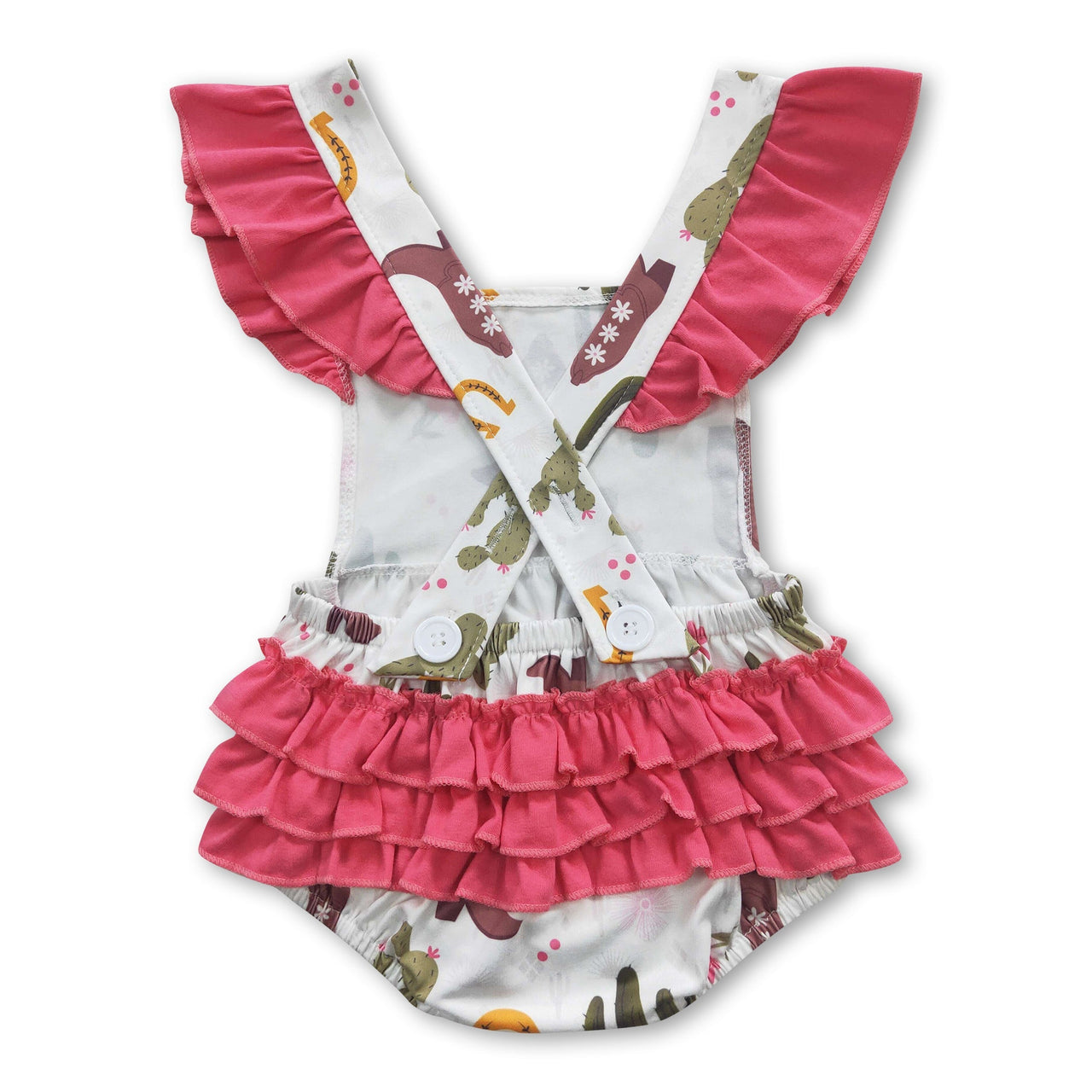 Cactus & Boots Western Baby Girl Bubble Romper