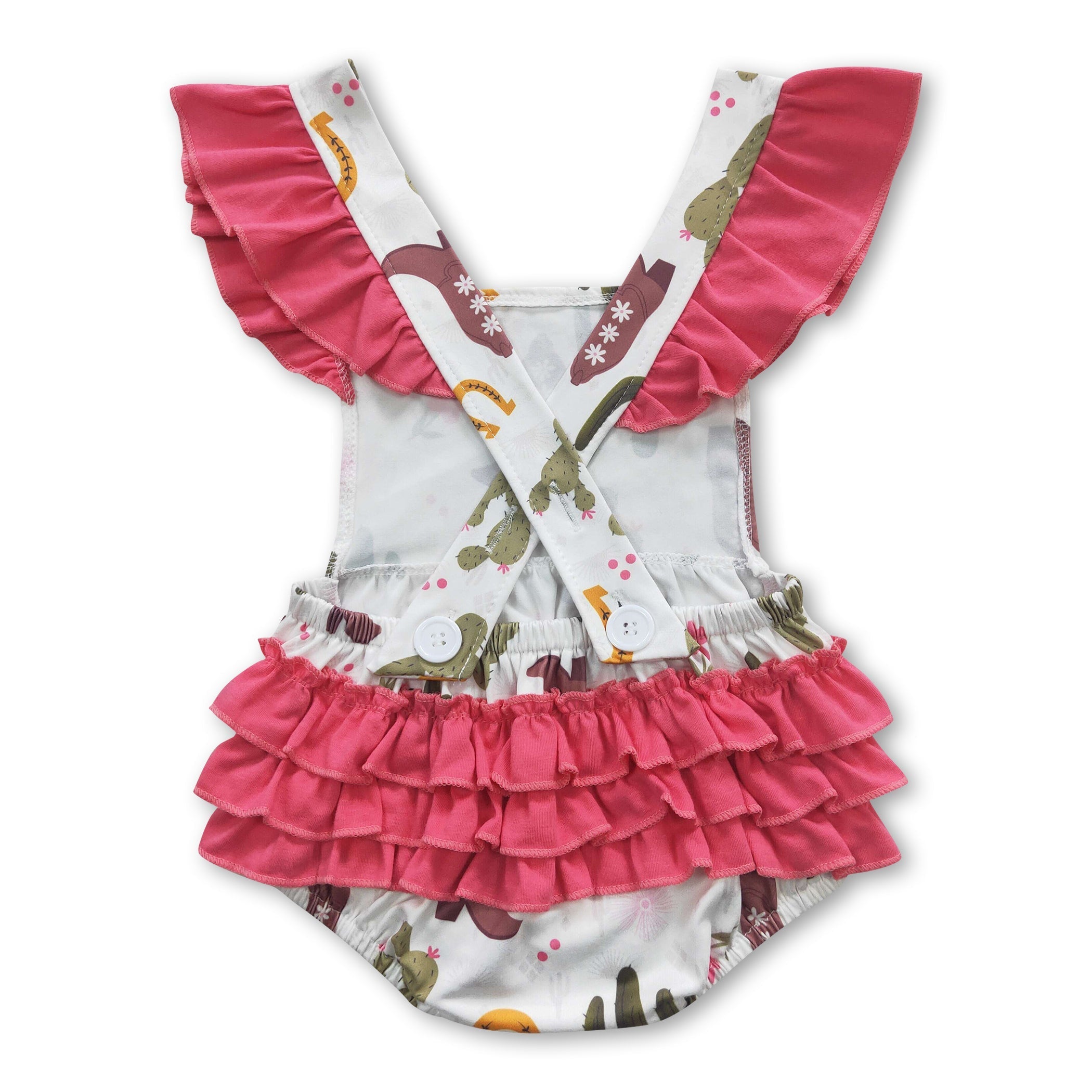 Cactus & Boots Western Baby Girl Bubble Romper